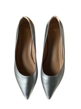 Elisabeth Tang pointed toe silver classic flat formal low heel loafers shoes